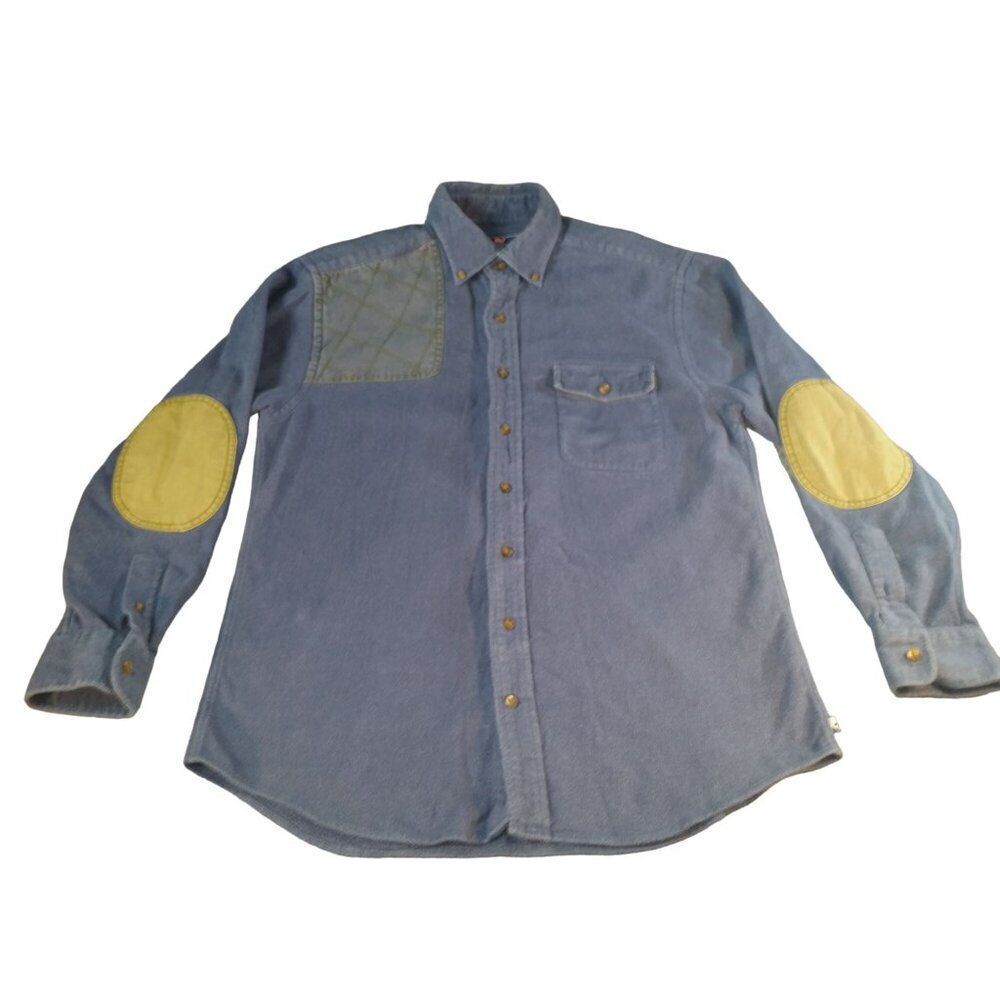 Vineyard Vines Crosby Shirt Men Sz M Button Up Blue Elbow Patch Workwear
